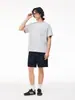 Camiseta de Manga Corta Nueva Holgada de Color Sólido con Bolsillo y Cuello Redondo Acanalado Reforzado de Algodón de Fibra Larga Estilo Japonés Cepillado de Fibra de Carbono para Hombre