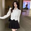 Camisa branca acinturada para mulheres Nova coleção de primavera estilo preppy pura garota popular manga bufante curta conjunto de uniforme jk