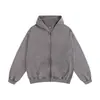 350g Algodón Lavado Retro Americano Desgastado Sudadera con Cremallera Cárdigan Ropa de Abrigo Otoño Invierno Transfronteriza TALLA GRANDE Al por Mayor