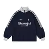 Sudadera de media cremallera con cuello alto para niño, para primavera y otoño, corte extragrande con mangas raglán de bloques de color y estampado de letras, top holgado de moda para niños mayores