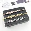 Pulsera de Hoja Dorada Transfronteriza Moda Joyería de Boda para Mujer Chapada en Diamante 18K Pulsera Dorada de Trigo al por Mayor