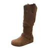 Botas altas estilo Birkenstock retro para mujer, nueva colección otoño 2026, hasta la rodilla, adelgazantes, con diseño interior que aumenta la altura y detalles plisados y con volantes