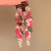 Brincos Exagerados de Chiffon com Pétalas de Flor Amarelas Adequados para a Primavera, Brincos Femininos Adequados para Rostos Quadrados e Redondos