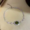 Pulsera Ovalada Flor de Zirconia Lujo Ligero Sensación de Alta Gama Estilo Coreano Estilo Ins Súper Brillante Personalidad Versátil Joyería de Mano para Mujeres