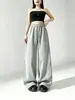 Calças Casuais Wide-Leg para Mulheres, Outono e Inverno Espessadas com Três Listras Cordão Soltas Esportivas, Cintura Alta Caimento Fluido Versátil Longas