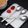 Cuchara Concubina Imperial de Cocina Estilo Coreano Acero Inoxidable 304 Cuchara de Mango Largo Cuchara Creativa Linda Larga para Sopa Cuchara Vajilla para Niños