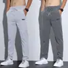 Calça Casual de Seda Gelada Masculina Verão Estilo Coreano Stretch 2024 Cintura Alta Reta Elástico nas Quatro Lados Jovens Calças de Negócios
