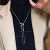 Collar de Serpiente Plateado para Mujer Otoño e Invierno 2025 Lujo Juvenil Gama Alta Cadena para Sudadera Cadena Larga para Suéter Accesorios