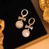 Aretes de Plata S925 Populares en Douyin Perla de Sirena Lazo Zirconia 2024 Nuevos Joyería de Oreja de Alta Gama