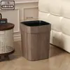 Cubo de Basura para el Hogar Color Nogal Retro Chino Veta de Madera Cocina Gran Capacidad Oficina Baño Sala de Estar Papelera