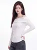 Nuevo diseño de otoño, camiseta de hombros descubiertos, plisada y entallada a la cintura para mujer, con un look sofisticado y versátil, perfecta como elegante capa interior