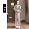 Pantalones de Punto de Felpa para Maternidad Pierna Ancha para Otoño e Invierno 2025 Nuevo Estilo Caídos Casuales de Pierna Recta Pantalones de Maternidad