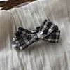 Estilo Preppy Britânico Bolinhas Clipe Torcido Etiqueta Dourada Laço Clipe Banana Cabelo Grande Rabo de Cavalo Alto Acessório de Cabelo