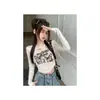 [En stock de fábrica] Camiseta de manga larga estilo americano para chica hot con estampado de mariposas, top corto versátil nuevo para mujer, cuello redondo