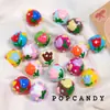 Flor de Tulipan Joyería de Cuentas Pintada a Mano DIY Hecho a Mano Colorido Agujero Recto Aretes de Cuentas Pulsera Collar Cadena para Teléfono Móvil Cuerda