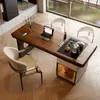 Mesa de Té de Madera Maciza de Lujo Ligero Set Integrado de Mesa y Sillas para Preparar Té Moderno Chino para Oficina en Casa Balcón Sala de Estar Mesa de Té Bueno