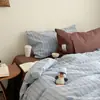 Conjunto de cama de quatro peças estilo INS, misto e combinado, 100% algodão, algodão lavado, capa de edredom 100% algodão puro, conjunto de cama de três peças, adequado para todas as estações