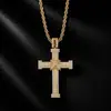 Collar de Moda para Hombre Estilo Hip Hop Transfronterizo Europeo y Americano Colgante Cruz Latina Zirconia Incrustada en Cobre Tendencia de Personalidad