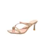 Sandalias de Tacón Alto de Verano 2026, Punta Cuadrada, Color Nude, para Mujer con Pies Anchos, Tacón Delgado, Estilo de Hada, con una Sola Tira