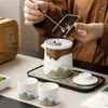 Juego de té para viajes al aire libre cultural y creativo con motivos de montaña y palacio, adecuado para uso doméstico, tetera de kung fu, regalo para evento de inauguración de empresa