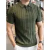Tejido Nuevo Estilo Cremallera Muy Recomendada Versión Manga Verano Americano Alta Calidad Estilo Delgado Camisa Polo Hombre Corta Seda de Hielo Blanca