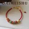 Nuevo Pulsera de Hilo Rojo con Moneda de Cobre Esmaltada Colorida Versátil Exquisita y de Moda Estilo Chino con un Toque de Lujo Ligero y de Gama Alta para Mujeres