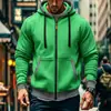 Sudadera con capucha y mangas largas de color liso y bloques de color para hombre, superventas transfronteriza, con cordón y cierre de cremallera, en un estilo deportivo casual de color liso
