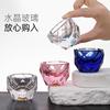 Vaso de chupito de licor Jinshan con lámina dorada, Taza de degustación, Taza de té de vino, Dispensador de vino, Copa de cristal, Copa de cristal que cambia de color