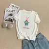 Chapéu de Algodão Cartoon Floco de Neve Fresco de Verão, Camiseta de Manga Curta Estampada para Menina, Blusa Respirável Versátil que Reduz a Idade
