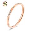 Estilo japonês e coreano 2mm Diamond 1314 ouro rosa anel feminino elegante temperamento deusa all-match simples pulseira de aço titânio
