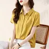 2026 Verão Mãe Elegante Moda Escondendo Barriga Elegante Feminina Manga Curta Algodão Linho Camisa Top Feminino Mulheres