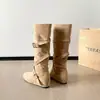 Botas largas de tacón alto modelo 2026 para piernas gruesas, botas de tacón alto estilo western para mujeres de talla grande, botas de montar de caña ancha con forro polar, talla grande