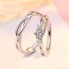 Moda japonesa e coreana Novo Casal Anel Coroa Casal Diamante Abertura Diamond Ring Pedido de casamento Masculino e Feminino Anel de casamento Anel de casamento