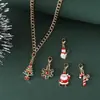 Nuevo Conjunto de Collar Colgante con Broche de Langosta de Aleación para Árbol de Navidad Caricatura Goteo de Aceite Bastón de Caramelo Colgante de Papá Noel