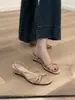 Sandalias de cuña para mujer de verano sin cordones 2025 nuevo estilo francés elegantes sandalias de tacón alto