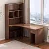 Escritorio de esquina con estantería y librero, mesa integrada para estudiantes y uso doméstico, escritorio para escribir y estudiar, escritorio de esquina para computadora de oficina para dormitorio