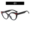 Gafas Retro Ojo de Gato Sin Graduación de Celebridades de Internet Europeas y Americanas Monturas de Gafas Anti Luz Azul Estilo Callejero de Moda Monturas de Gafas Versátiles para Mujeres Estilismo