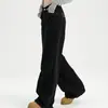 Jeans Negros de Pierna Ancha Estrecha Estilo Coreano para Mujer Primavera y Otoño Nuevos de Cintura Alta Rectos Ajustados Sueltos Pantalones de Largo hasta el Suelo
