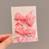 Grampo de Cabelo Infantil Doce com Bolinhas e Laço Franja Menina Topo da Cabeça Atrás Clipes para Rabo de Cavalo Tiara de Princesa Fofo