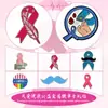 Insignia Metálica Rosa y Azul con Cinta de Lazo, Pegatina para Teléfono, Broche de Concienciación sobre el Cáncer de Mama, Regalo de Caridad en Stock