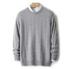 Outono e inverno novo suéter de lã masculino gola redonda leve luxo engrossado suéter jacquard solto para todos os jogos de negócios suéter de caxemira de malha