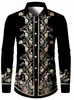 Camisa de Manga Larga Estilo Étnico Africano para Hombre Retro Dashiki Estampado Digital Cárdigan con Solapa Top Casual