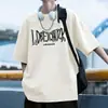 Camiseta 100% Algodão Puro de Manga Curta para Homens e Mulheres, Tendência de Verão Simples Estampada Gola Redonda Marca Tendência Camiseta de Casal, Antibacteriana