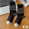 Meias Femininas Estilo Coreano Outono e Inverno Listradas com Bolhas Meia Cano Médio Feminina Atacado Ins Modernas Meias Femininas Largas de Algodão