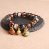 Pulseira Esmaltada Cinza Incenso, Pulseira Besta Engolidora de Ouro Antigo, Pilão Mágico Estilo Chinês, Pulseira Cinza Incenso