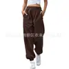 Amazon 2023 Calça Esportiva Solta de Cintura Alta Feminina Xadrez Cintura Alta Sem Cordão Calça Suéter Casual com Bolsos