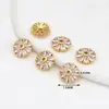 Accesorios de Cuentas Espaciadoras de Cristal DIY Color Cobre Chapado en Oro de 14K con Incrustaciones de Circonita Bases de Flor para Bisutería Hecha a Mano C21