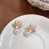 Joyería de lujo de gama alta con aguja de plata, aretes de perlas personalizados al por mayor de fabricante de Yiwu, aretes versátiles de moda para mujer