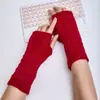 Luvas de Tricô Curtas Torcidas Novas para Outono e Inverno, Transfronteiriças, para Homens e Mulheres, Mangas de Punho Quentes e à Prova de Frio de Lã, Meio Dedo