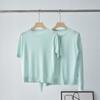 Área de producto personalizada Rongqiu de alta gama 60 Yangzi suéter de lana pura cuello redondo color liso cárdigan de punto jersey conjunto de dos piezas